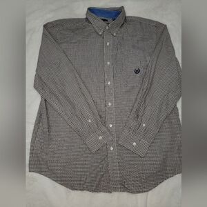 Chaps Black and White Gingham Casual Shirt